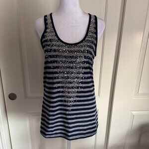 Rivet & Blues Navy Blue Sequined Tank Top, Size Medium